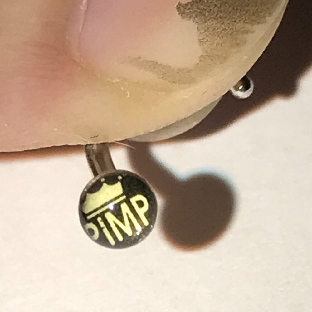 Black and White Pimp w/Crown 18 Gauge C-shaped Nose Ring